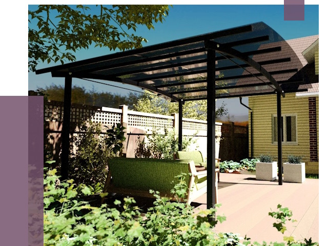 Навесы для террасы в Ярославле от 13092 руб. под ключ | ПРОЛЁТ-Рсл