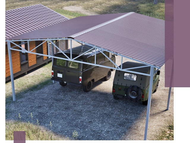 Двускатные навесы под ключ в Ярославле — изготовление и монтаж